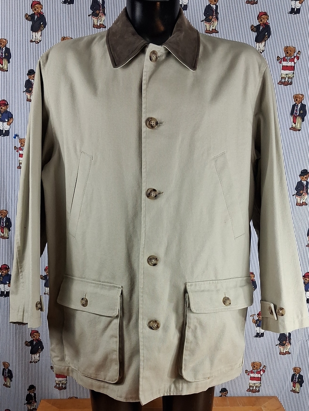 Vintage Lands End Women's Flannel Lined Chunky Button Up Canvas Chor Lg Jacket